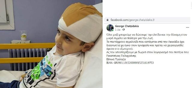 Έκκληση από τον Δήμαρχο Ηλιούπολης κ.Γιώργο Χατζηδάκη για βοήθεια προς τον μικρό Άγγελο.