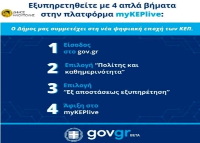 ΔΗΜΟΣ ΗΛΙΟΥΠΟΛΗΣ: ''ΕΞΥΠΗΡΕΤΗΘΕΙΤΕ ΜΕ 4 ΑΠΛΑ ΒΗΜΑΤΑ ΣΤΗΝ ΠΛΑΤΦΟΡΜΑ MYKEPLIVE''