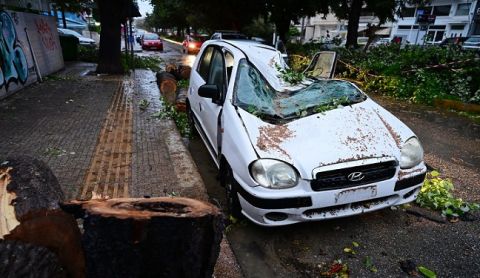 Κακοκαιρία Erminio: Δέντρο πλάκωσε αυτοκίνητο στην Ηλιούπολη