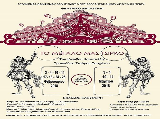 «Το μεγάλο μας τσίρκο», από το Θεατρικό Εργαστήρι του Δήμου Αγ. Δημητρίου