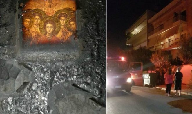 Θαύμα στην Ηλιούπολη: Κάηκε εικόνα από φωτιά σε διαμέρισμα και έμειναν άθικτα τα πρόσωπα των Αγίων