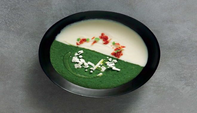 Η συνταγή της ημέρας, Παρασκευή 3 Ιανουαρίου 2025: ''Δύο σούπες σε ένα μπολ - Λευκή, με σελινόριζα + πράσινη, με αρακά και σπανάκι''