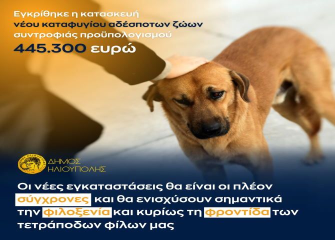 Δήμος Ηλιούπολης: Εγκρίθηκε η κατασκευή νέου καταφυγίου αδέσποτων ζώων συντροφιάς προϋπολογισμού 445.300 ευρώ